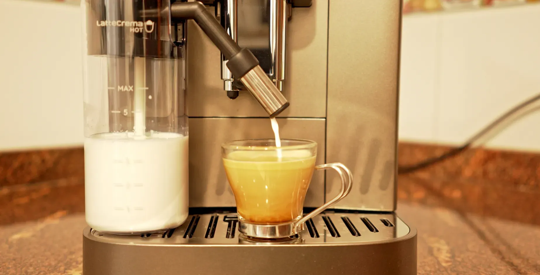 The milk frother on the De'Longhi Magnifica Plus